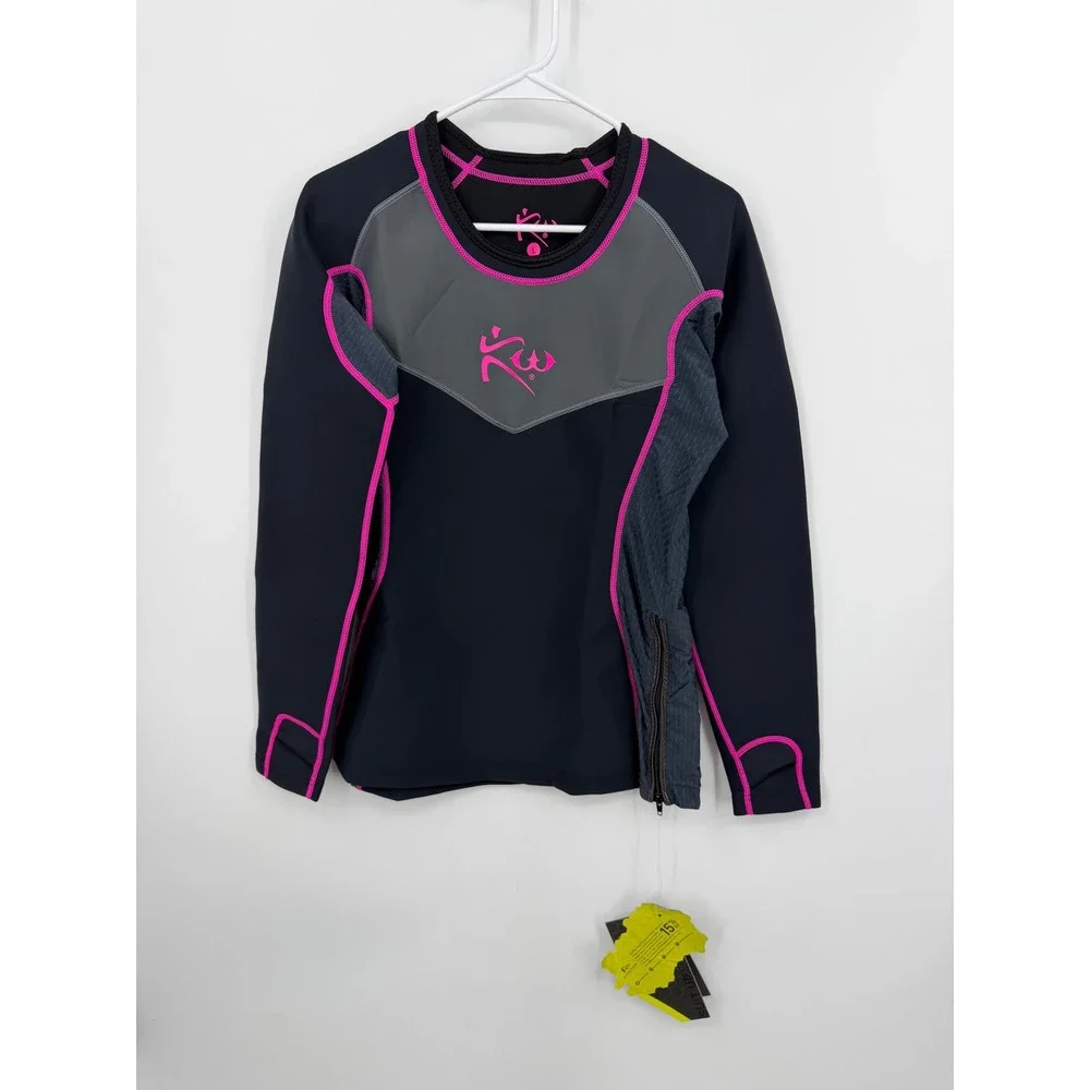 Kutting Weight Sauna Shirt Women Large Black Pink Heat Generating Sweat Top NWT - Picture 1 of 9